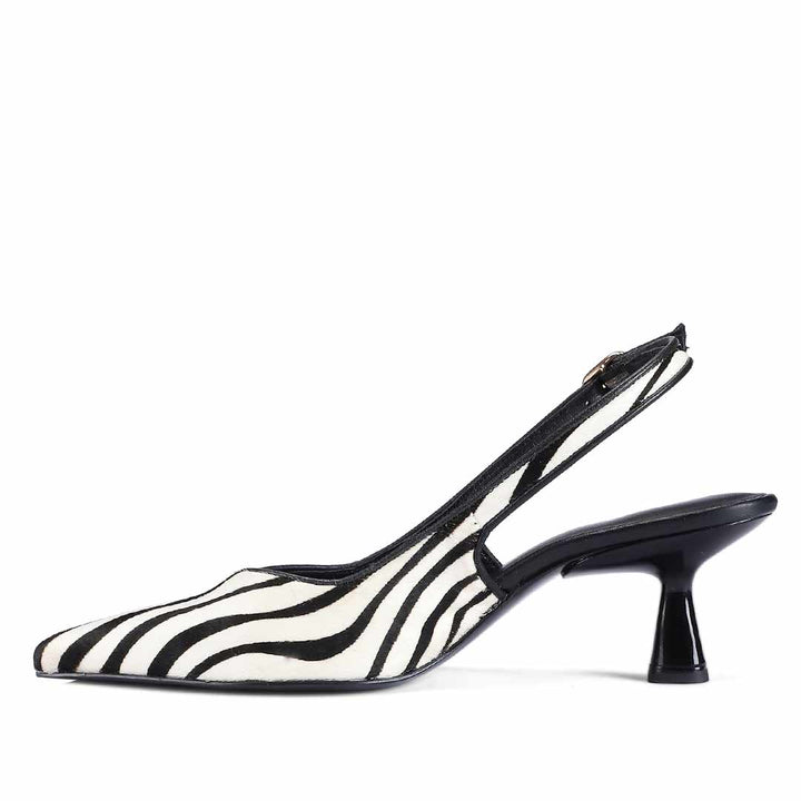Saint Elara Zebra-Print Slingback Leather Pumps
