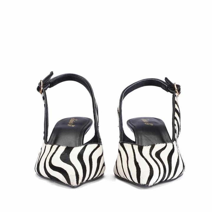 Saint Elara Zebra-Print Slingback Leather Pumps