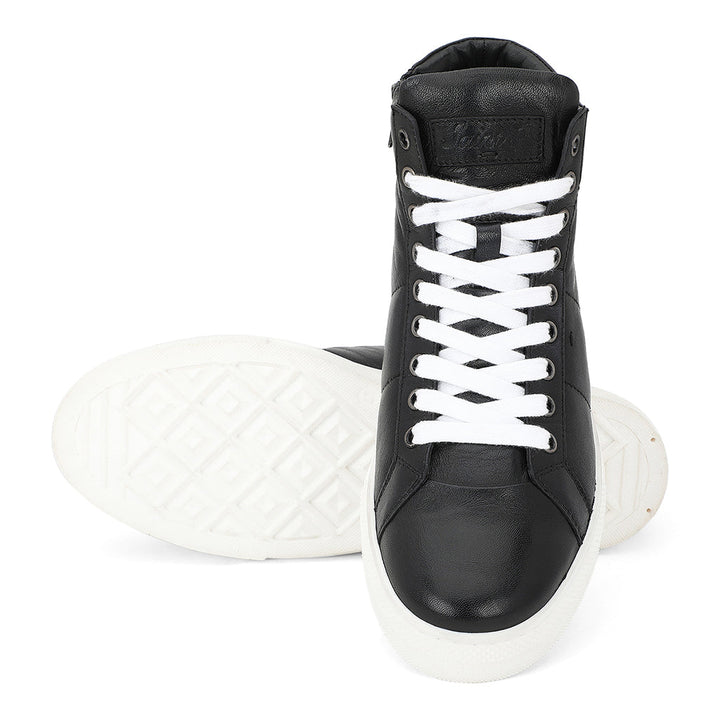 Saint Artemas Black Handcrafted Leather Sneakers