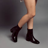 Saint Joanna Black Leather Back Zip High Ankle Boots