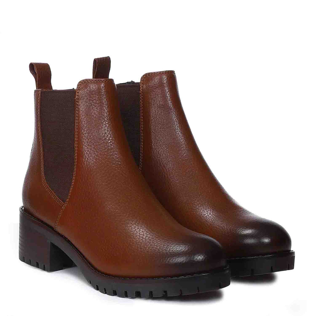 Saint Sophia Brown Leather Ankle Boots - SaintG India