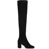 Saint Luisa Black Stretch Suede Above The Knee Heeled Boots