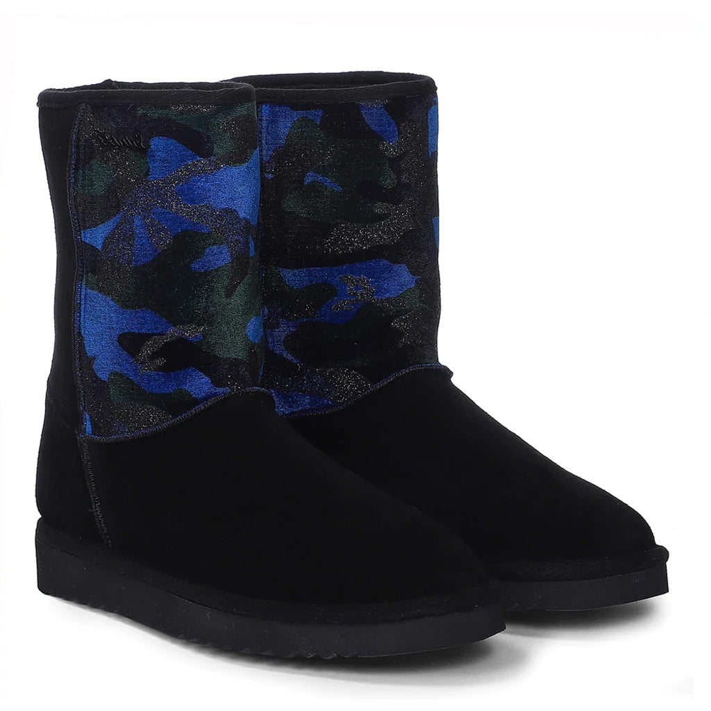 Saint Flora Navy Camo Fabric Snug Boots