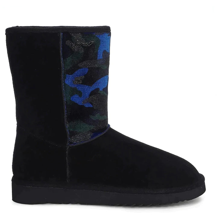 Saint Flora Navy Camo Snug Boots - Stylish and comfortable fabric boots in a trendy navy camo pattern