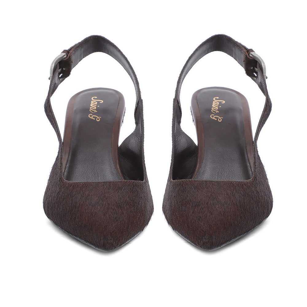 Saint Ginevra Brown Handcrafted Leather Stiletto Kitten Heels