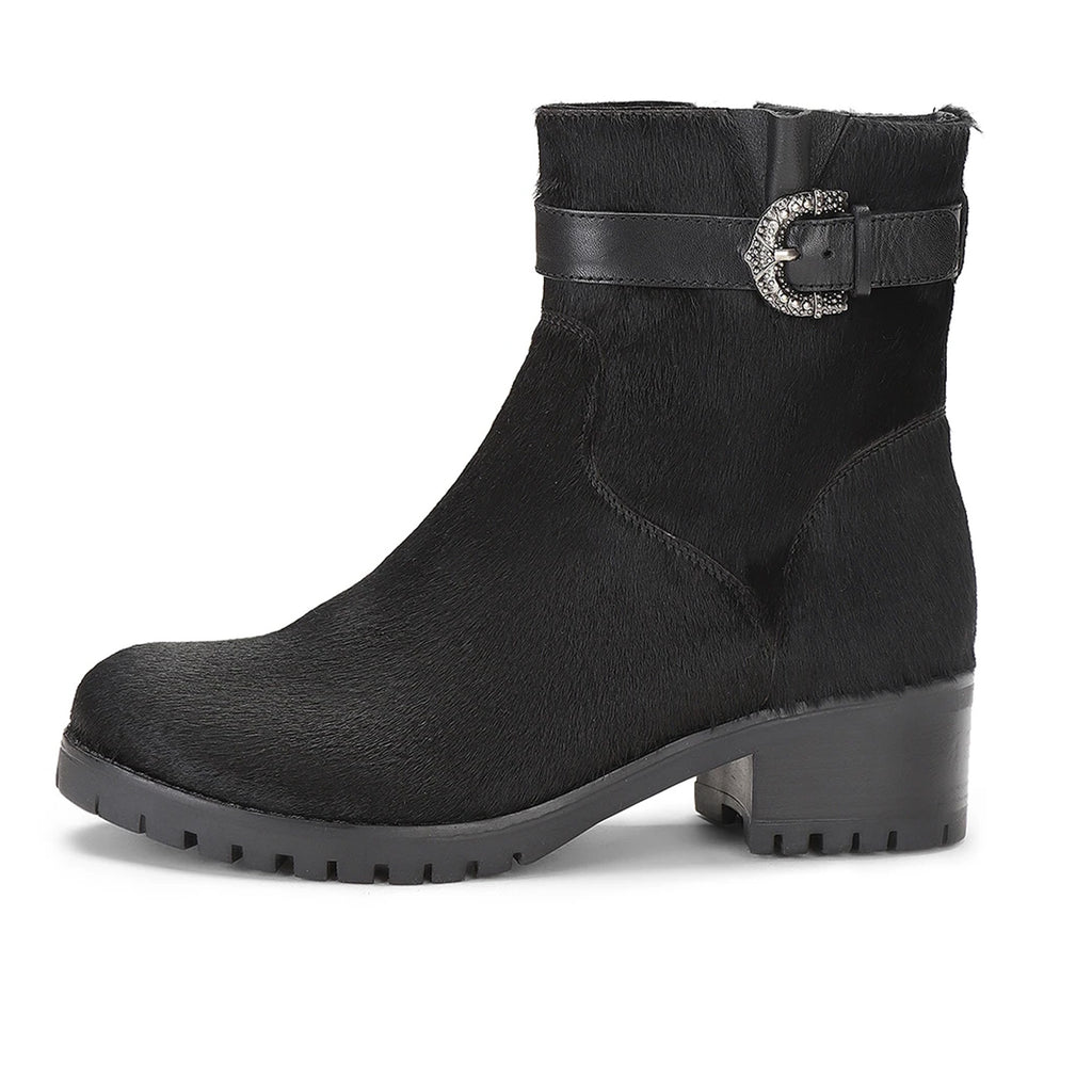 Saint Graziana Black Pony Hair Leather Ankle Boots