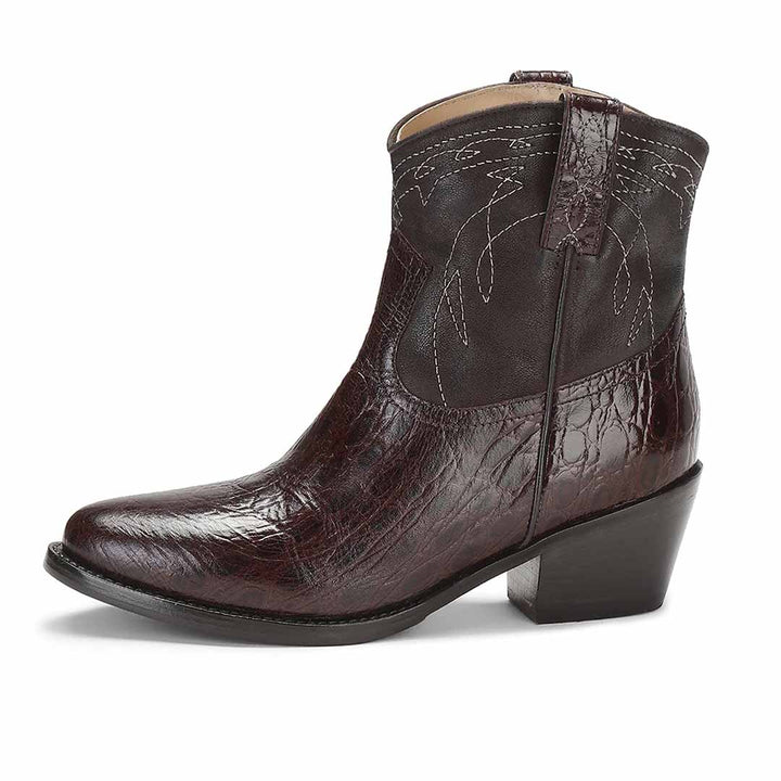 Saint Ottavia Brown Patent Leather Ankle Boots