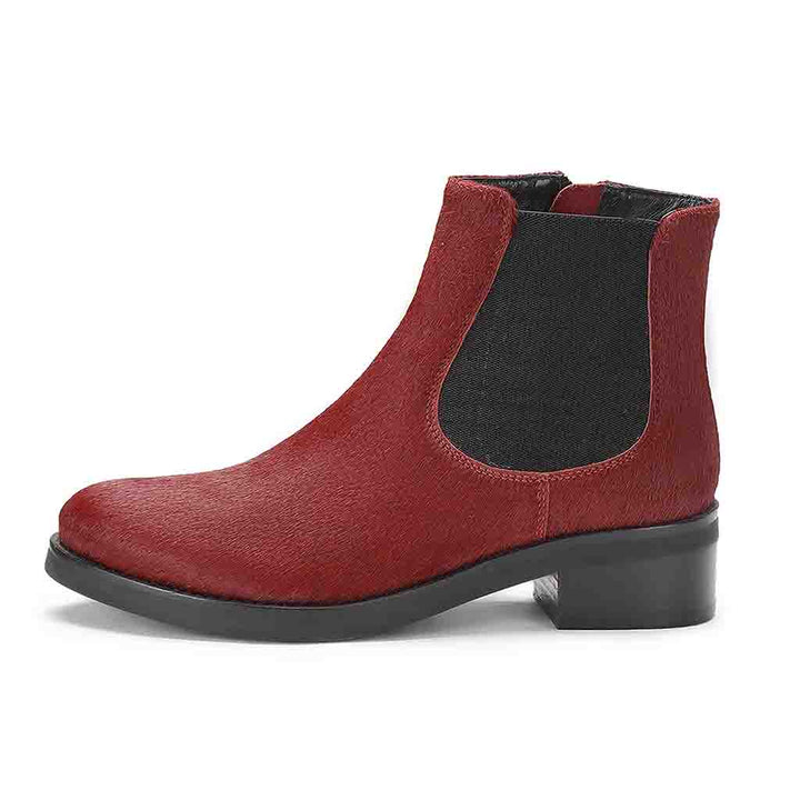 Saint Jacobella Red Pony Hair Leather Ankle Boots