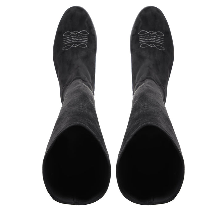 Saint Eirini Black Stretch Fabric Above The Knee Boots