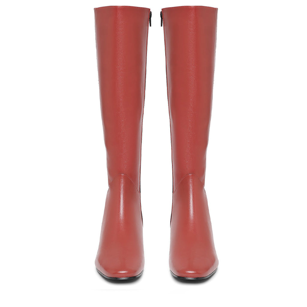 Saint Esther Red Leather Knee High Boots