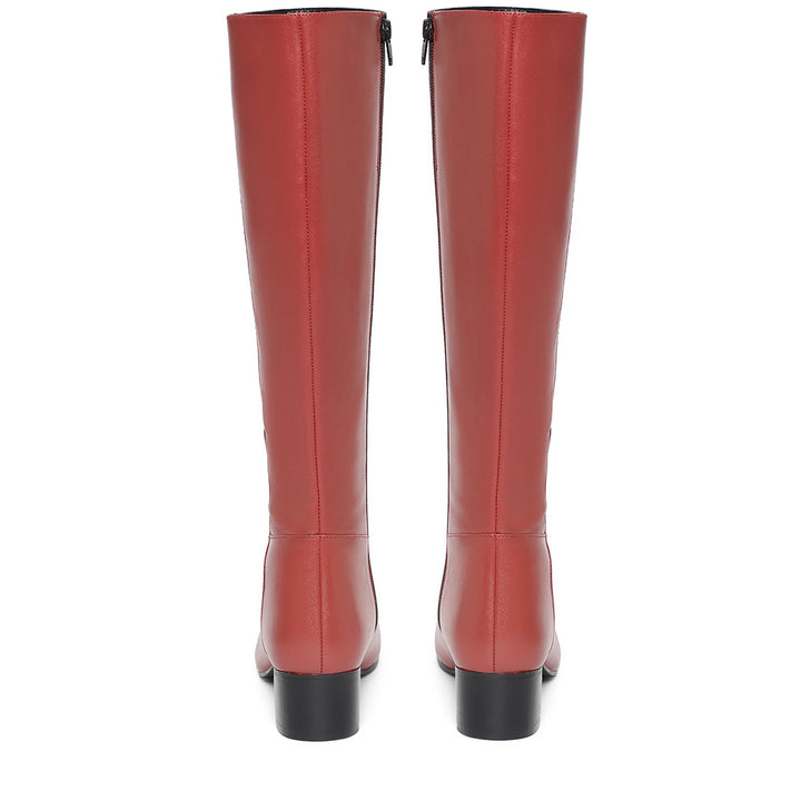 Saint Esther Red Leather Knee High Boots