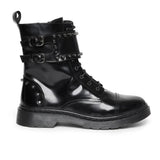 Saint Marcia Black Studded With Lace Up Boots