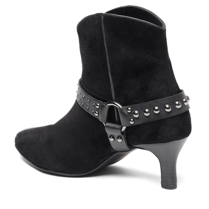 Saint Celine Black Suede Kitten Heel Ankle Boots