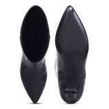 Saint Enora Croco Embossed Black Calf Length Boots