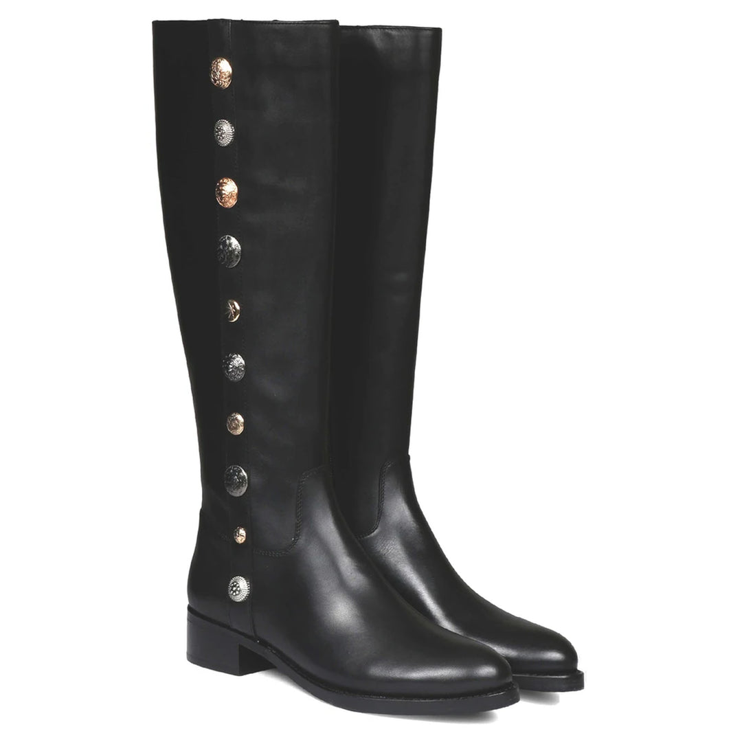 Saint Adriano Black Leather Knee High Boots - SaintG