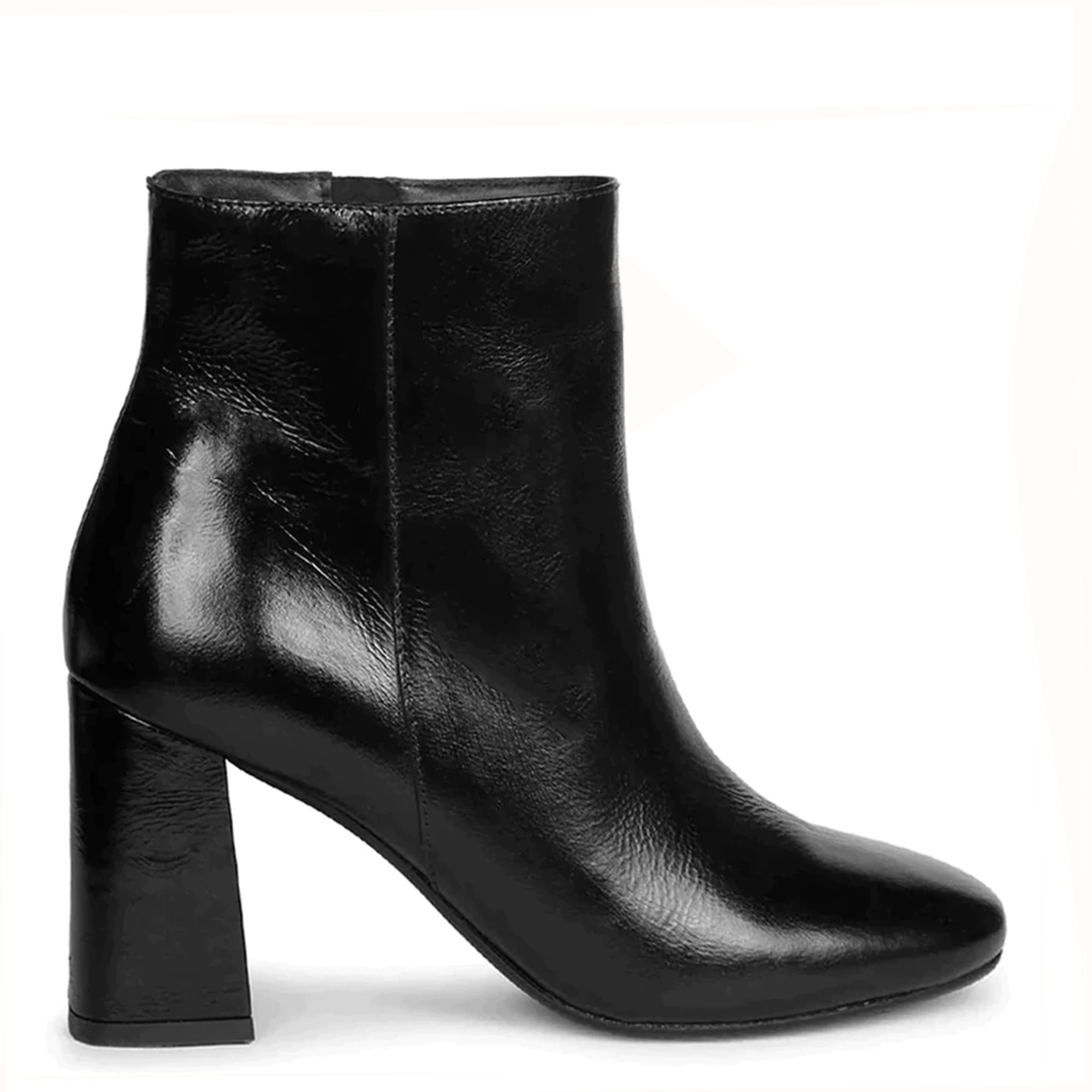 Saint Graziella Black Crinkle Patent Leather Ankle Boots – SaintG India