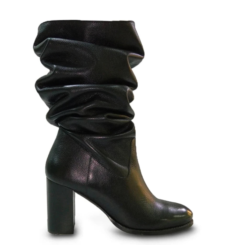 Saint Claretta Black Leather Knee High Slouch Boots - SaintG India