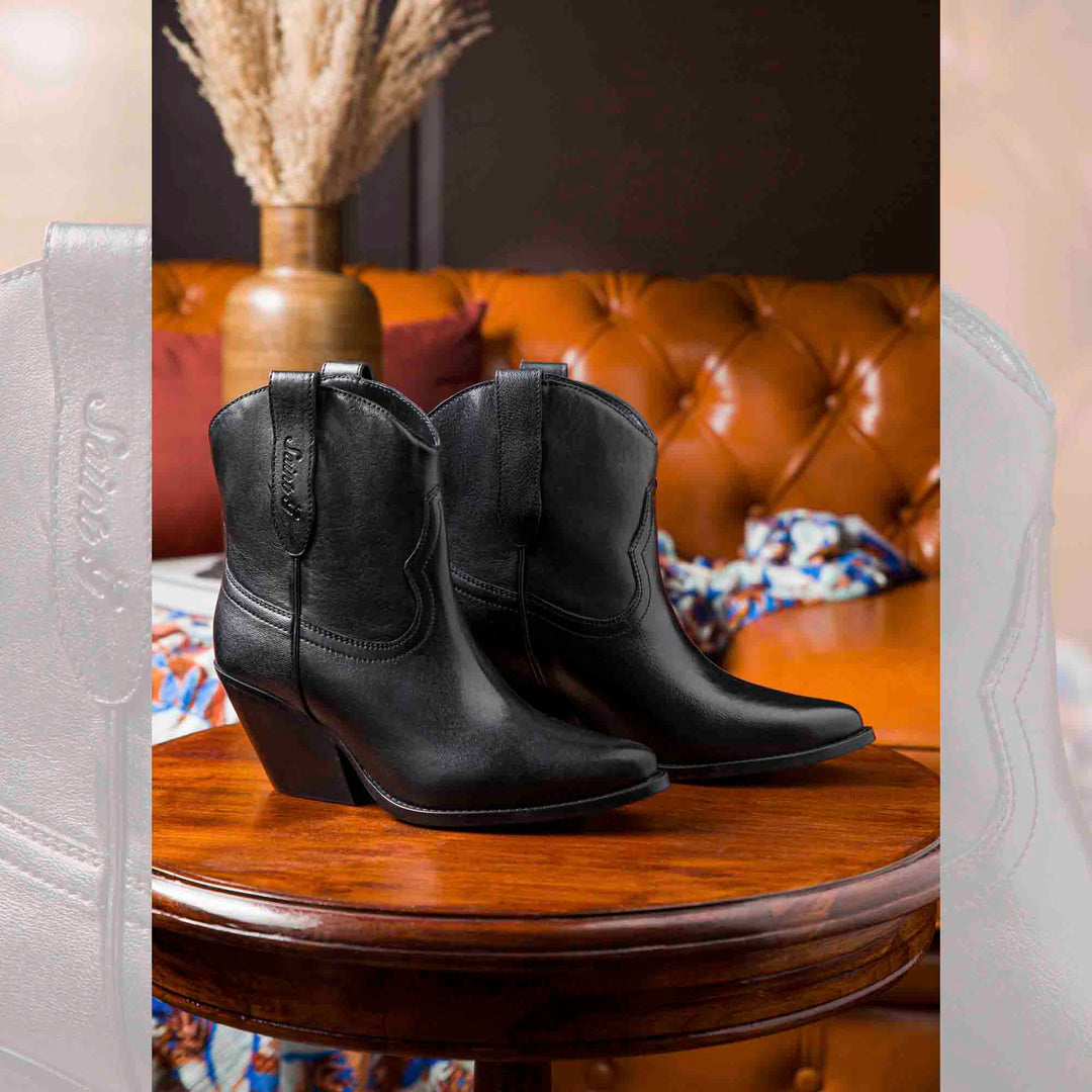 Saint Giulia Black Leather Handcrafted Ankle Boots - SaintG India