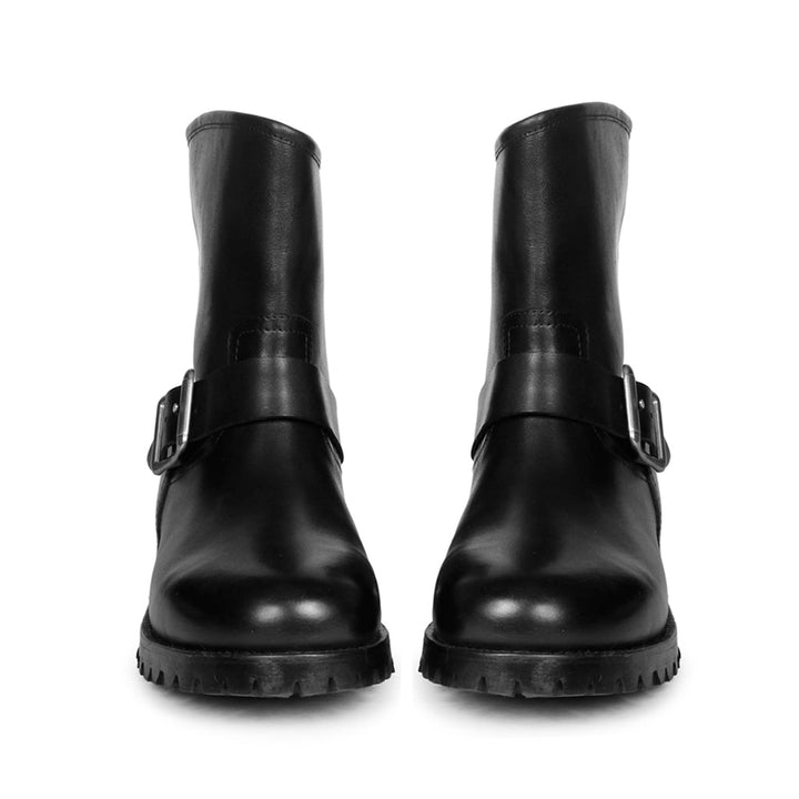 Saint Marcella Metal Studded Black Leather Ankle Boot. - SaintG
