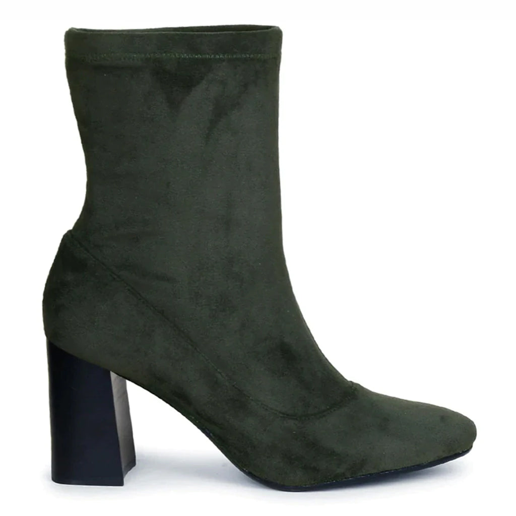 Saint Eleanor Grey Stretch Suede High Ankle Boots - SaintG India 