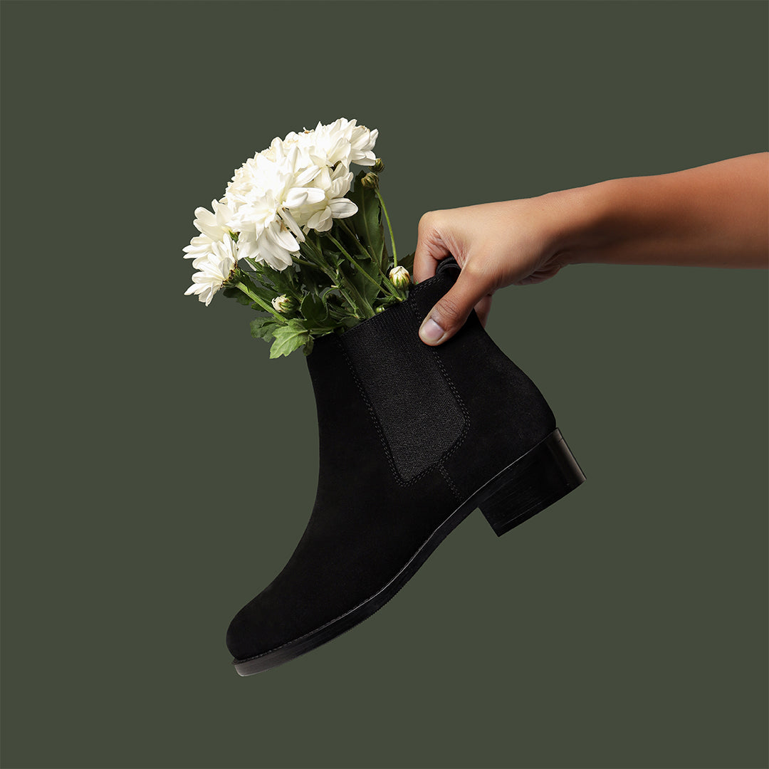 Saint Isa Black Suede Leather Ankle Boots - SaintG India 
