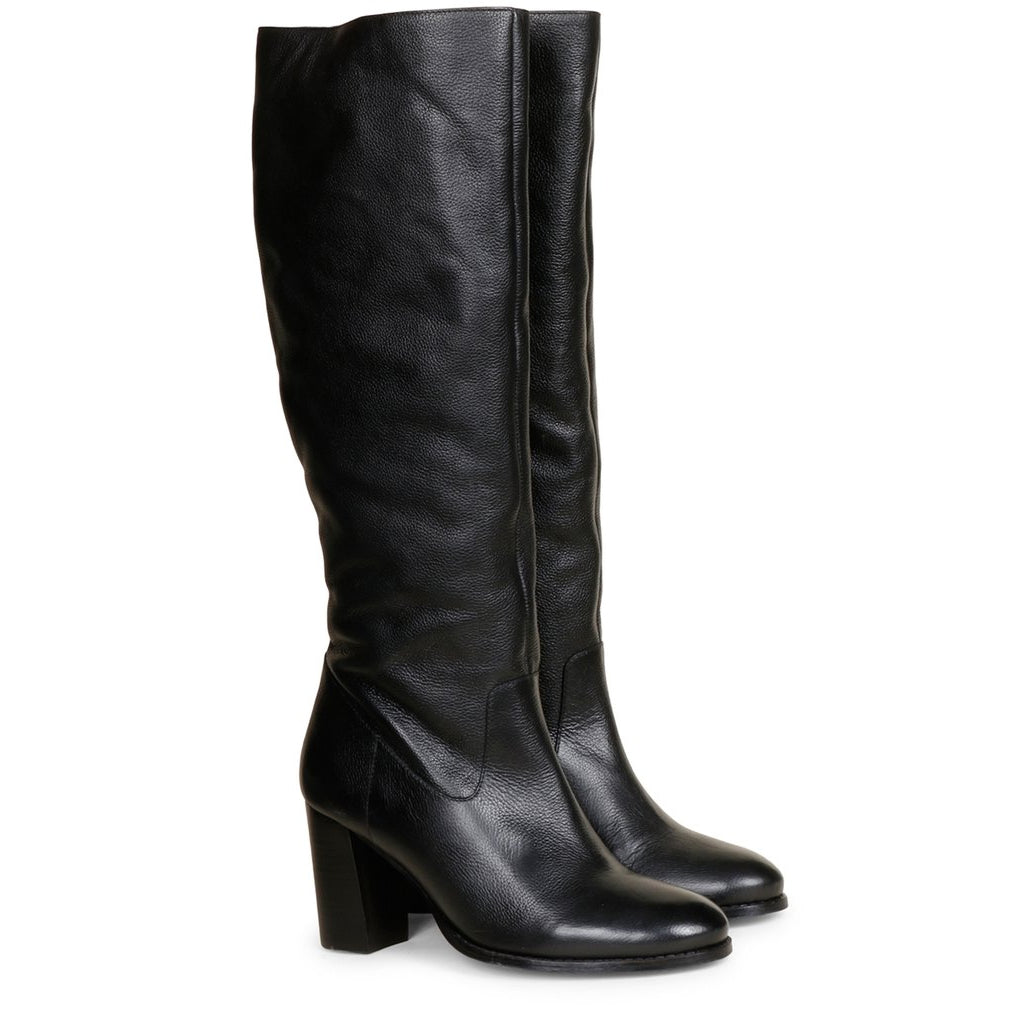 Saint Claretta Black Leather Knee High Slouch Boots - SaintG India