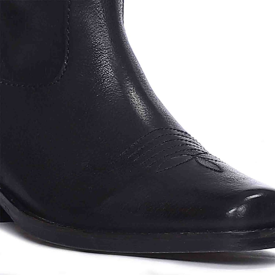 Saint Valery Black Leather cowboy Calf Boots - SaintG India