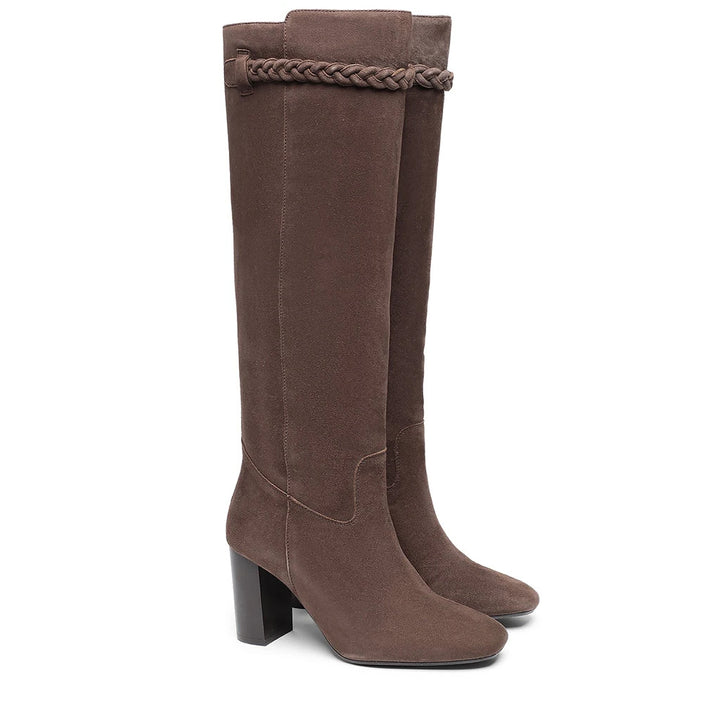 Saint Zinon Brown Suede Leather knee High boots