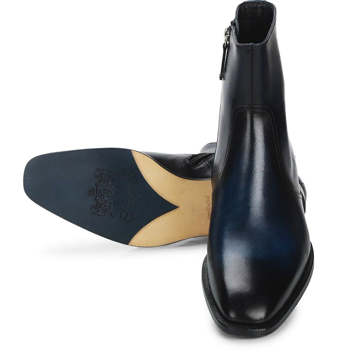 Saint Salvatore Blue Leather Ankle Boots
