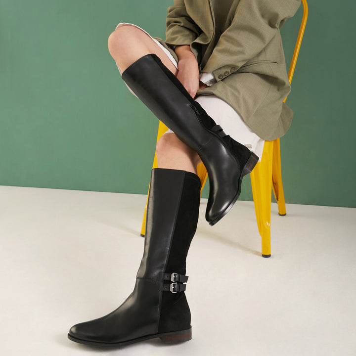 Saint Serafina Black Leather Knee High Boots - SaintG India