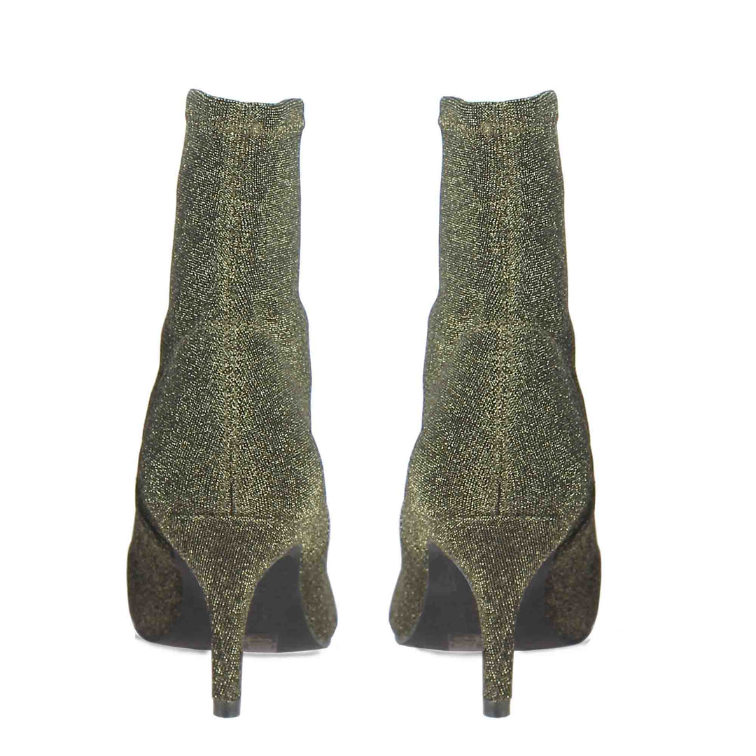 Saint Callista Gold Glitter Stretch Fabric Pointed Toe Ankle Boots
