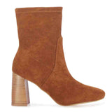 Saint Eleanor Tan Stretch Suede High Ankle Boots