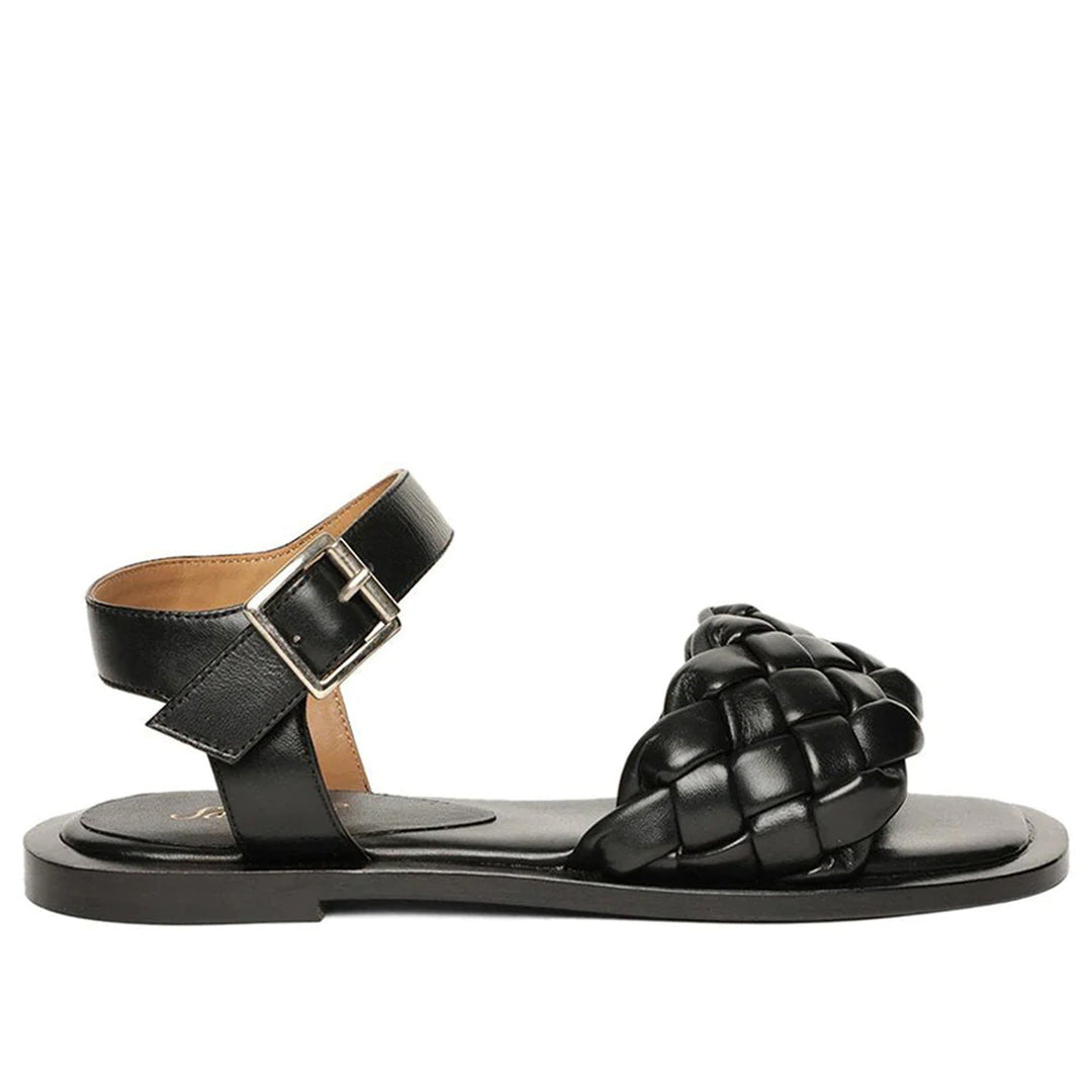 Saint Ricciarda Black Woven Leather Sandals