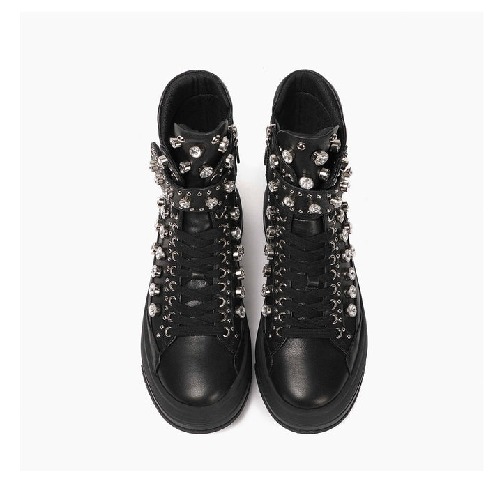 Saint Beyonce Embellished Black Leather Shoes