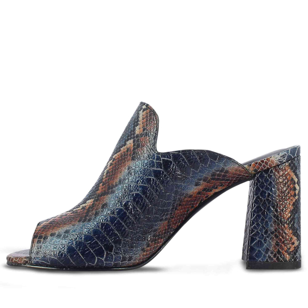 Saint Fiona Snake Print Leather Block Heels: Handcrafted elegance with a touch of wild charm. Elevate your style effortlessly.