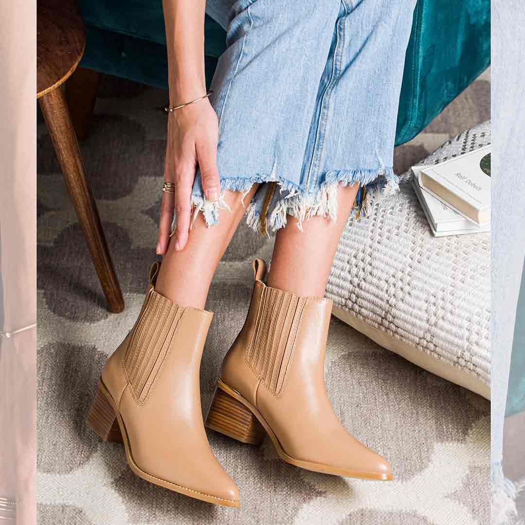 Saint Ilaria Nude Leather Handcrafted Ankle Boots - SaintG India