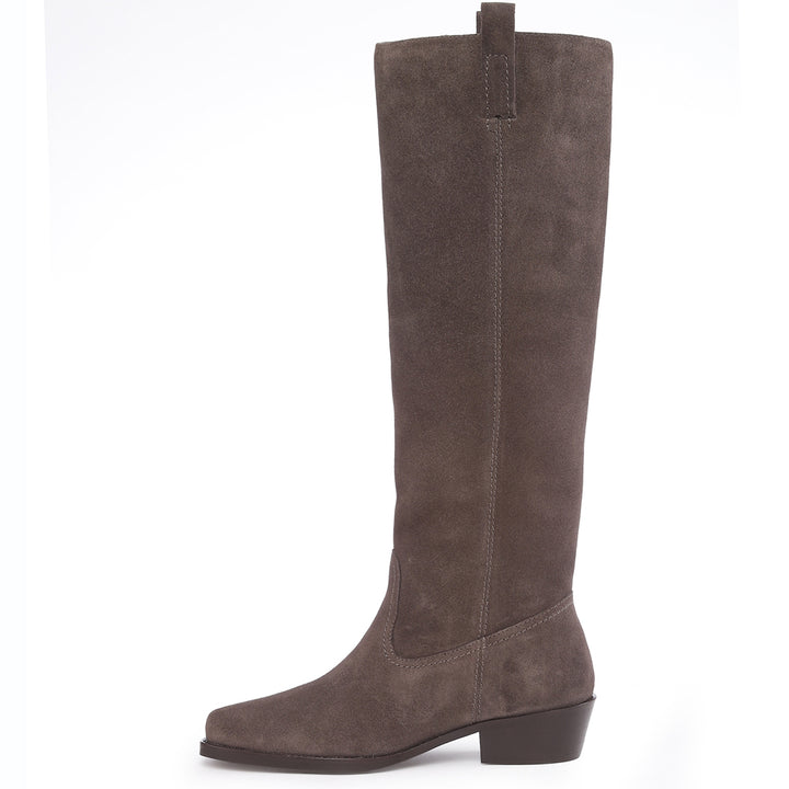 Saint Amabel Brown Suede Leather Pull On Knee High  Boots
