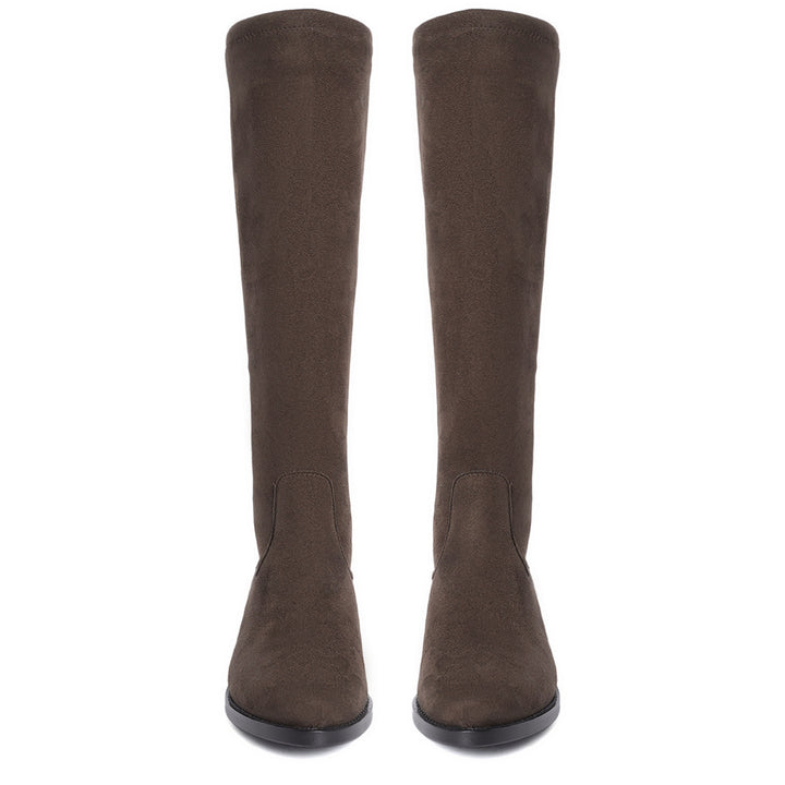 Saint Amy Brown Stretch suede Leather Knee High Boots