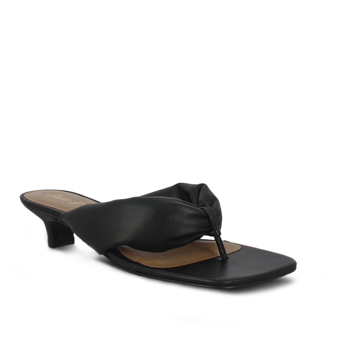 Saint Amorina Black Leather Low Heel Sandals