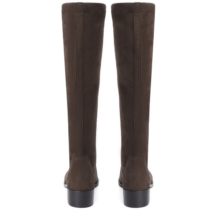 Saint Amy Brown Stretch suede Leather Knee High Boots