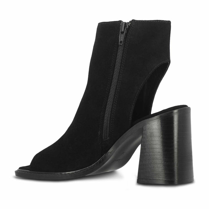 Saint Trudy Black Suede Leather Block Heels
