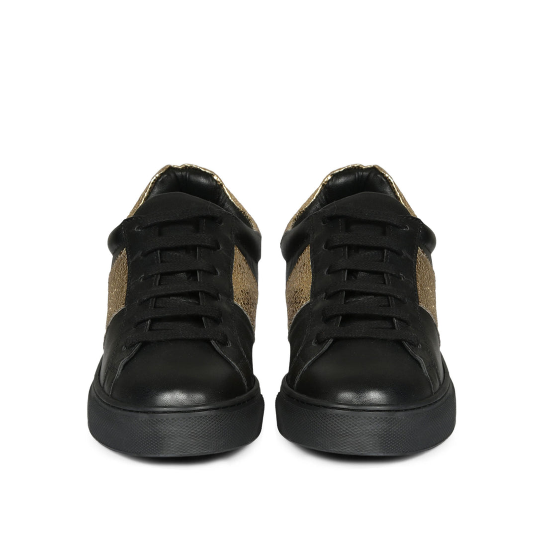 Saint Elen Black and Gold Leather Sneakers - SaintG