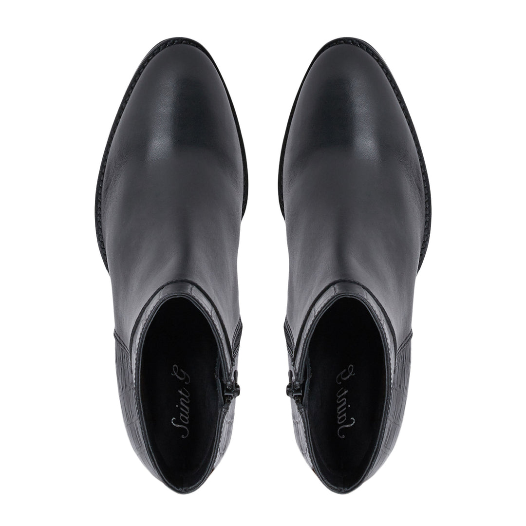 Saint Alexa Black Croco Leather Ankle Boots - SaintG
