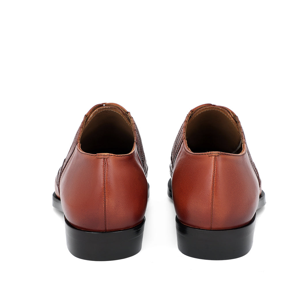 Saint Vincenzo Tan Leather Square Toe Lace Up Décor Shoes