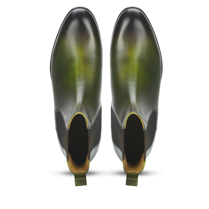 Saint Agostino Two Color Toned Olive Leather Chelsea Boot - SaintG