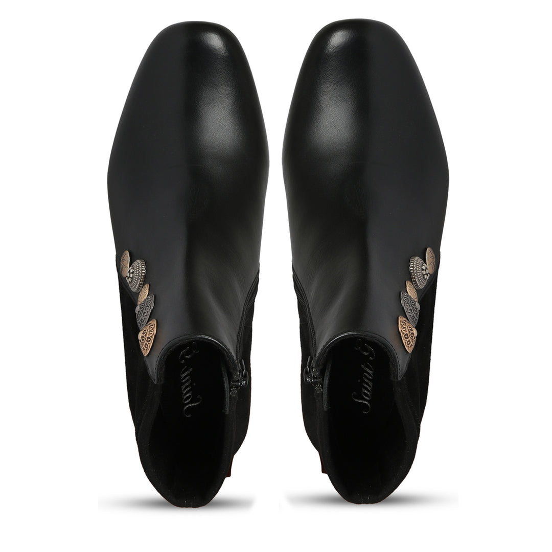 Saint Rita Black Leather Ankle Boots - SaintG