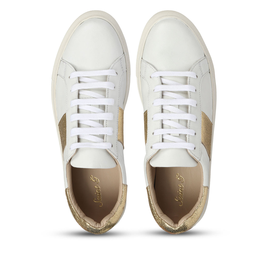 Saint Elen White and Gold Leather Sneakers - SaintG