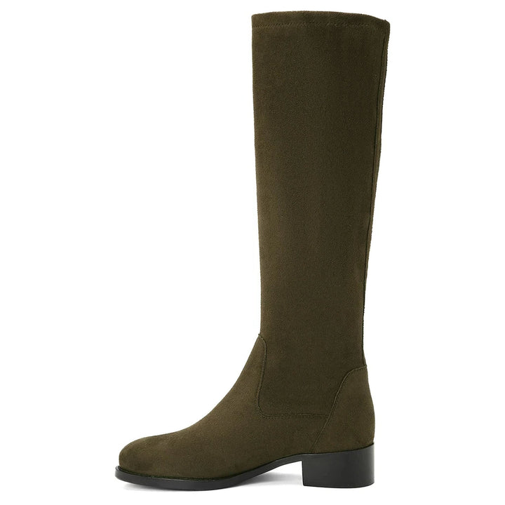 Saint Amy Olive Stretch suede Leather Knee High Boots
