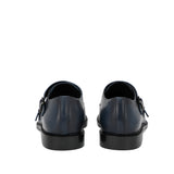 Saint Perctarit Blue Leather Double Buckle Monk Brogue Shoes - SaintG India