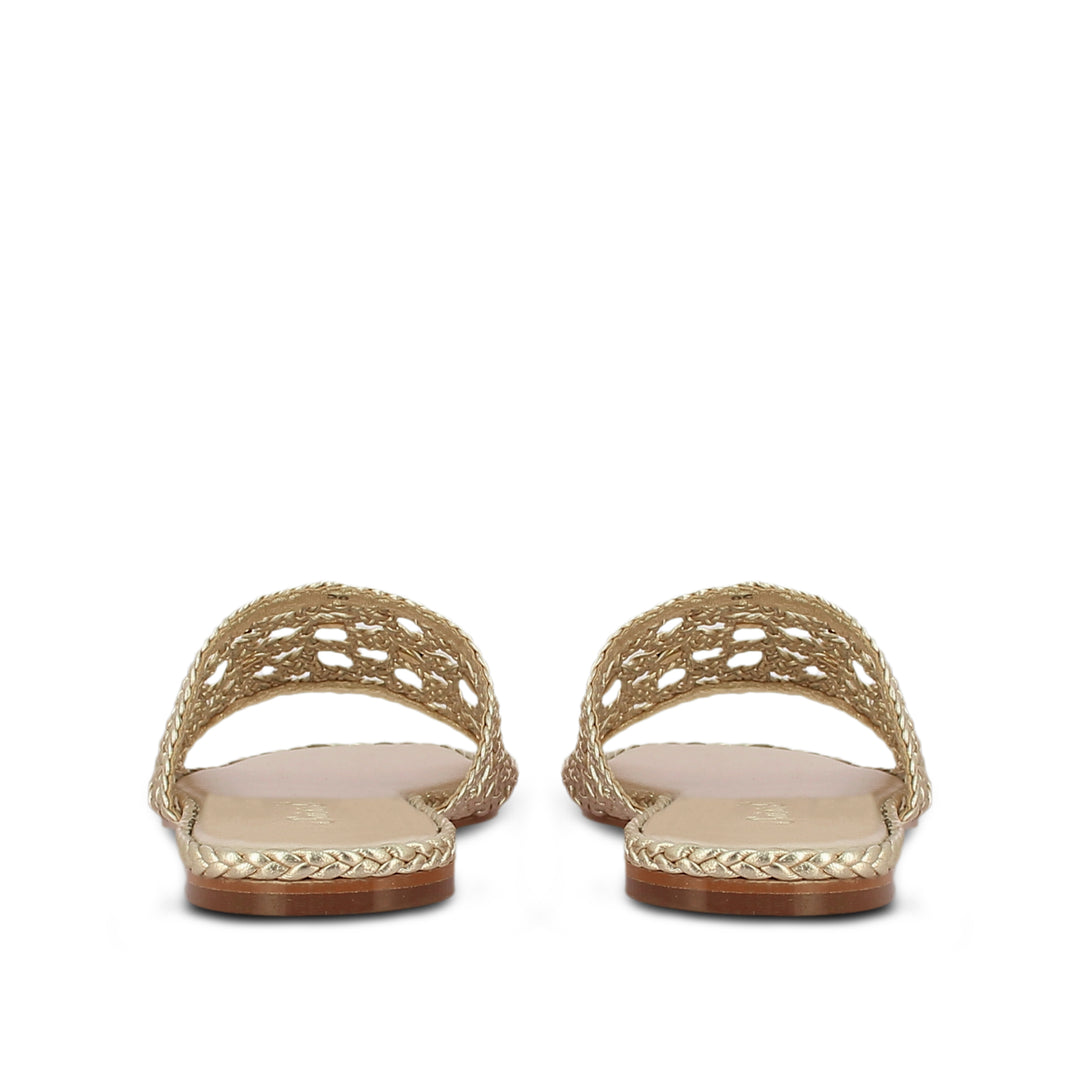 Sleek Saint Giada Platin Handcrafted Leather Woven Slides - Elegant comfort in every step, crafted with precision and style